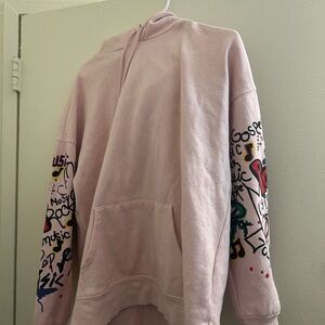 Light Pink Graphic Sleeve Hoodie